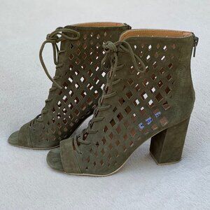 Steve Madden Denay Caged Peep Toe Block Heel Booties